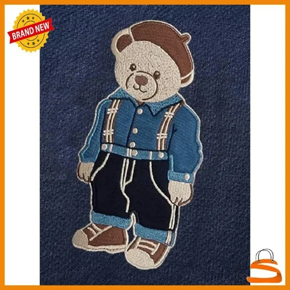 Oversized Crewneck Bear Graphic Sweater Unisex Vintage Preppy Jumper - Picture 5 of 7